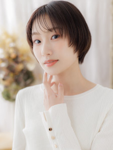 小顔シースルーバングショートカットレイヤー　マロンベージュ - COVER HAIR bliss【カバーヘア ブリス】志木/志木南口駅前店掲載