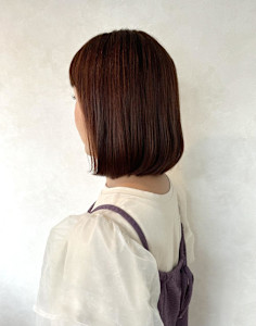 【髪質改善オレンジピンクカラー・ミディアムボブ】