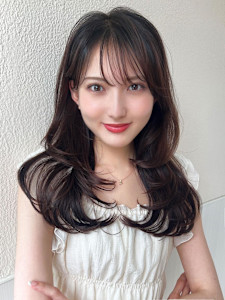 後れ毛が可愛い顔周りハイレイヤーロングチェリーブラウン  - AFLOAT/L 錦糸町【アフロートエル】掲載