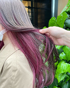 ピンクパープル×インナーカラー イヤリングカラー ロング - ACT仙台 deuxieme掲載