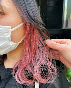 クリアピンク×ピンクインナーカラー　イヤリングカラー - ACT仙台 deuxieme掲載