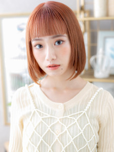 ぱっつん前髪ミルクティーピンク小顔ミニボブ　チェリーレッド - COVER HAIR bliss【カバーヘア ブリス】志木/志木南口駅前店掲載
