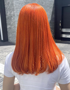 ブリーチあり　鮮やかネオンオレンジカラー - MANOHARU掲載