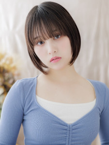 ダークアッシュ小顔切りっぱなしミニボブ　チャコールグレー - COVER HAIR & SPA bliss【カバーヘア アンド スパ ブリス】浦和/浦和西口店掲載