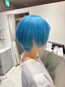 水色カラーハイトーンショートカットブルーアッシュ - prize【プライズ】ブリーチ/パーソナルカラー&髪質改善トリートメント 成増ドンキ店掲載