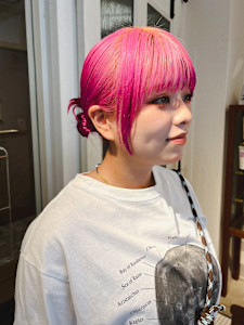 ピーチカラー/ブリーチ/ツインカチモリヘア - HaKU掲載