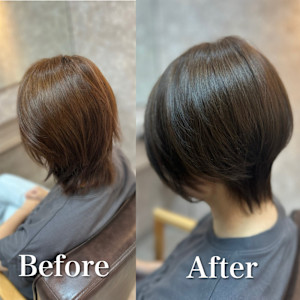 白髪ぼかし(オリーブ系ショート)白髪キレイにマイナス10歳 - F.U.N 竹ノ塚店【ファン】掲載