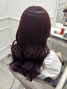 ブリーチあり深みのあるワインレッド＊まゆ