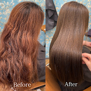 縮毛矯正とベージュカラー
