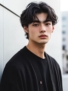 前髪パーマ 韓国センターパート ウルフカット20代 30代 - 全室完全個室Men's hair salon STELLA掲載