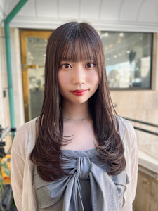 レイヤーワンホン韓国ハッシュカットグレージュ髪質改善