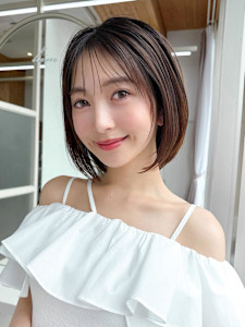 暗髪で大人可愛く！後れ毛がかわいいギリギリ結べるくびれボブ - AFLOAT/L 錦糸町【アフロートエル】掲載