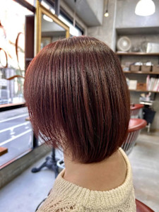 ピンクレッドカラーボブ