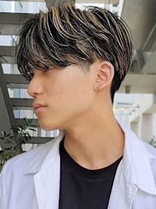 ハイライトローライト無造作パーマセンターパートツーブロック - LOUWE HOMME/men's salon/メンズサロン/立川掲載