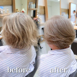 白髪ぼかし細めハイライト30代40代50代セミディ - Mira by KENJE掲載