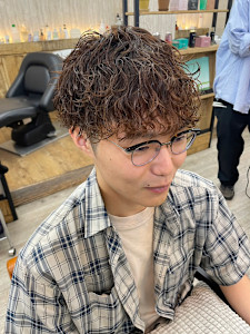 メンズカットハイライトマッシュパーマウルフアッシュブラック - N°Elune 秋田店掲載