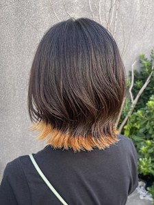 毛先カラーすそカラー　エンドカラー　オレンジ - MANOHARU掲載