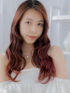 波巻きウェーブチェリーレッドくびれロング　チャンモリパーマ - mod's hair【モッズヘア】上尾/上尾西口店掲載