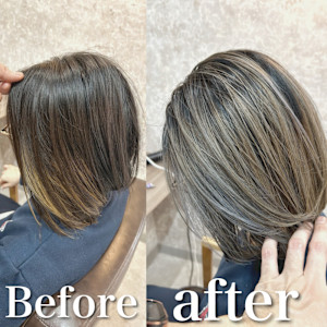 白髪ぼかし(グレージュ)白髪キレイにマイナス10歳