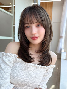 暗髪×髪質改善で憧れのツヤ髪に♪ワンカールセミロング