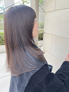 ブリーチなし！透明感ブラウン顔回りレイヤーカット