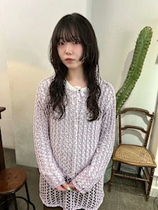 ロングパーマ　姫カット