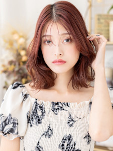 大人美人ひし形ミディアム艶感バーガンディ　チャンモリパーマ - COVER HAIR bliss【カバーヘア ブリス】戸田公園/戸田公園西口店掲載
