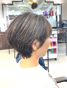 ショート　白髪ぼかしハイライト - elle brille 用賀掲載