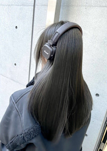 韓国顔まわりレイヤーカットグレージュオリーブベージュブラウン