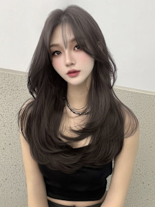 韓国風/ロング/顔周りカット/くびれヘア/透明感カラー