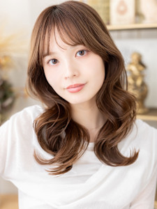 大人かわいい波巻きカールグラマラスロング　ヘーゼルブラウン