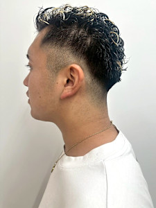 ショートパーマ メッシュ 濡れパン フェードカット バーバー