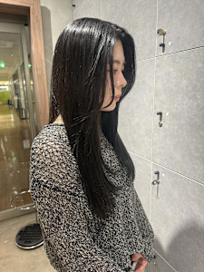 髪質改善カラー/ダークブルー/顔周りレイヤー