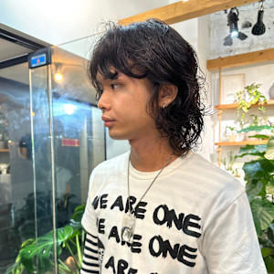 メンズマレットヘア/グランジパーマ