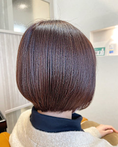 髪質改善ピンクブラウンボブ