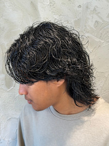 メンズカット海外マレットヘア波巻きスパイラルパーマ