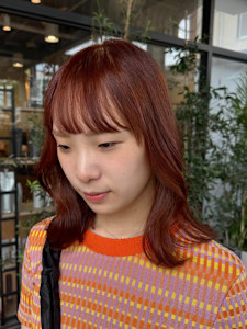 ブリーチなし、オレンジカラー