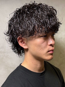 ウルフ ツーブロックマッシュ スパイラルパーマ ハードパーマ - 完全個室 THIS IS BARBER 3rd掲載