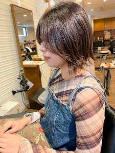 〈新垣拓未〉ぱっつんボブ/顔周りレイヤー/パープルカラー