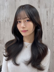 フェミニン網紅ヘア/韓国/顔まわりレイヤー/髪質改善