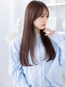 シースルーバング顔回りレイヤーストレート　ヘーゼルブラウン　 - mod's hair【モッズヘア】上尾/上尾西口店掲載