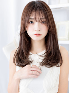 ココアグレージュうざバングロングレイヤー　チャコールグレー - mod's hair【モッズヘア】越谷/越谷西口店掲載