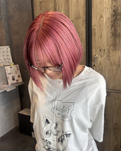 ピンク/ボブ/ミニボブ/ブリーチ/ブリーチなしダブルカラー