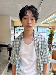 緩めツイストスパイラルパーマ波巻きパーマメンズパーマ20代3