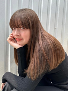髪質改善アッシュブラウンツヤ髪ストレート*Zina