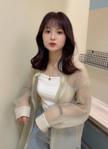 髪質改善前髪あり韓国風ベージュピンク*Zina