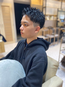 アップバング×メンズショート