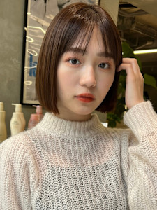 #切りっぱなしボブ #前下りボブ #透明感カラー #白髪染め