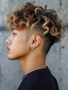 波巻きスパイラルパーマ ハイライト ツーブロック 20代 - Men's salon SEPT. 博多掲載