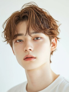 センターパート シャドウパーマ ブラウン 韓国ヘア 20代 - Men's salon SEPT. 博多掲載